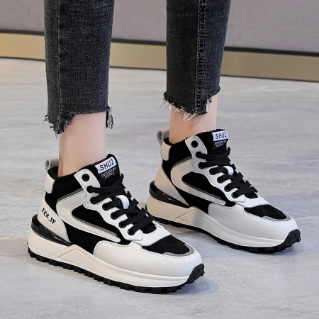 Women's Plus Velvet Color Matching Warm and Thick Bottom Casual Shoes